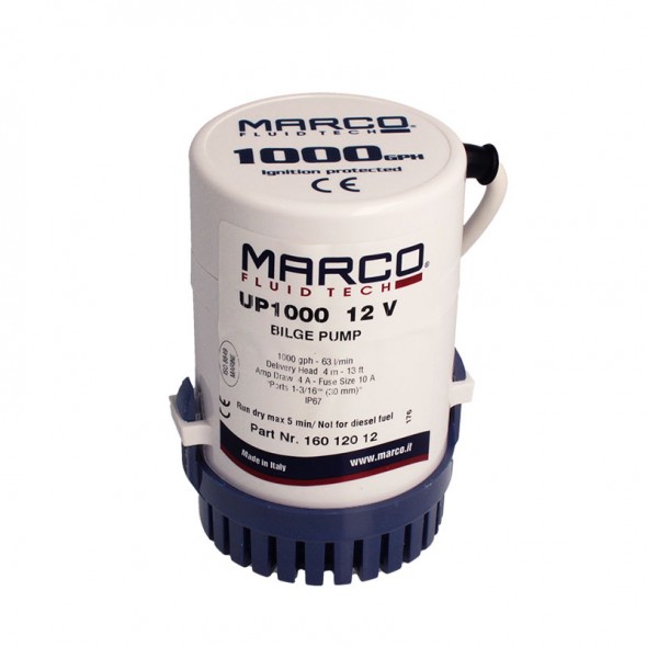 Marco UP1000 12v 63L/min Pompa ad immersione per sentina barca