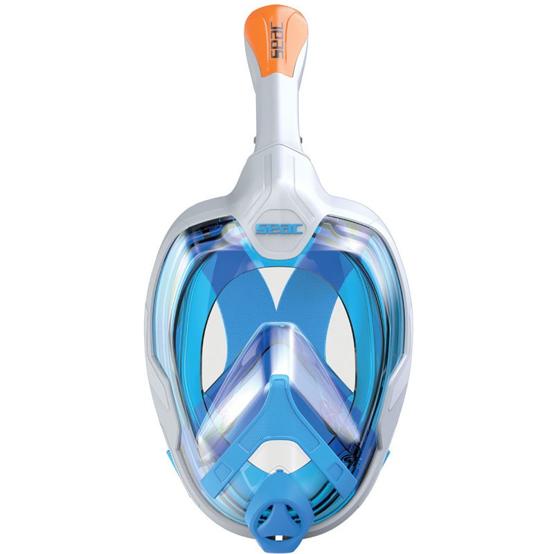 SEAC Unica Maschera Subacquea Integrale per Snorkeling Full Face 180° con Borsa per Bambini e Adulti 