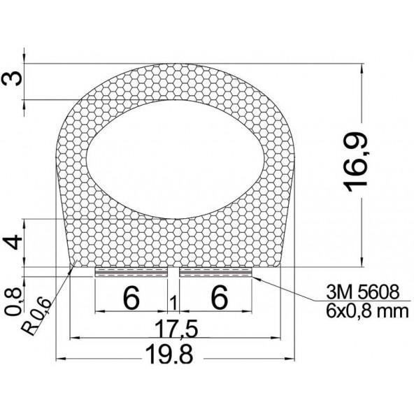 YEAHRACING Nastro in neoprene adesivo 3 mm - YA-0351