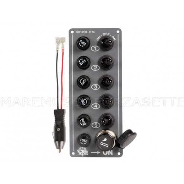 MINI ELECTRIC PANEL 5 SWITCHES WITH LIGHTER PLUG