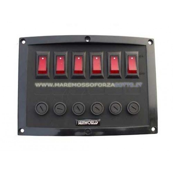 PANEL FITTED 6 WITH LIGHTED TOGGLE SWITCHES HORIZONTAL