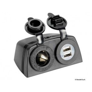 LIGHTER PLUG WITH DOUBLE USB FOR FLAT MOUNTING