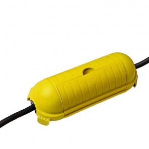 Splash-proof container for electrical cable extensions