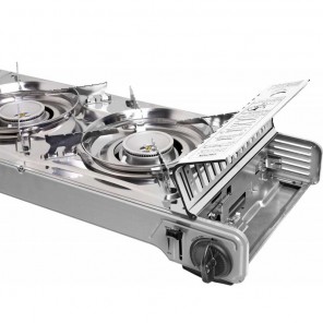 Double Devil Stainless Steel Portable Gas Stove with Grill Plate